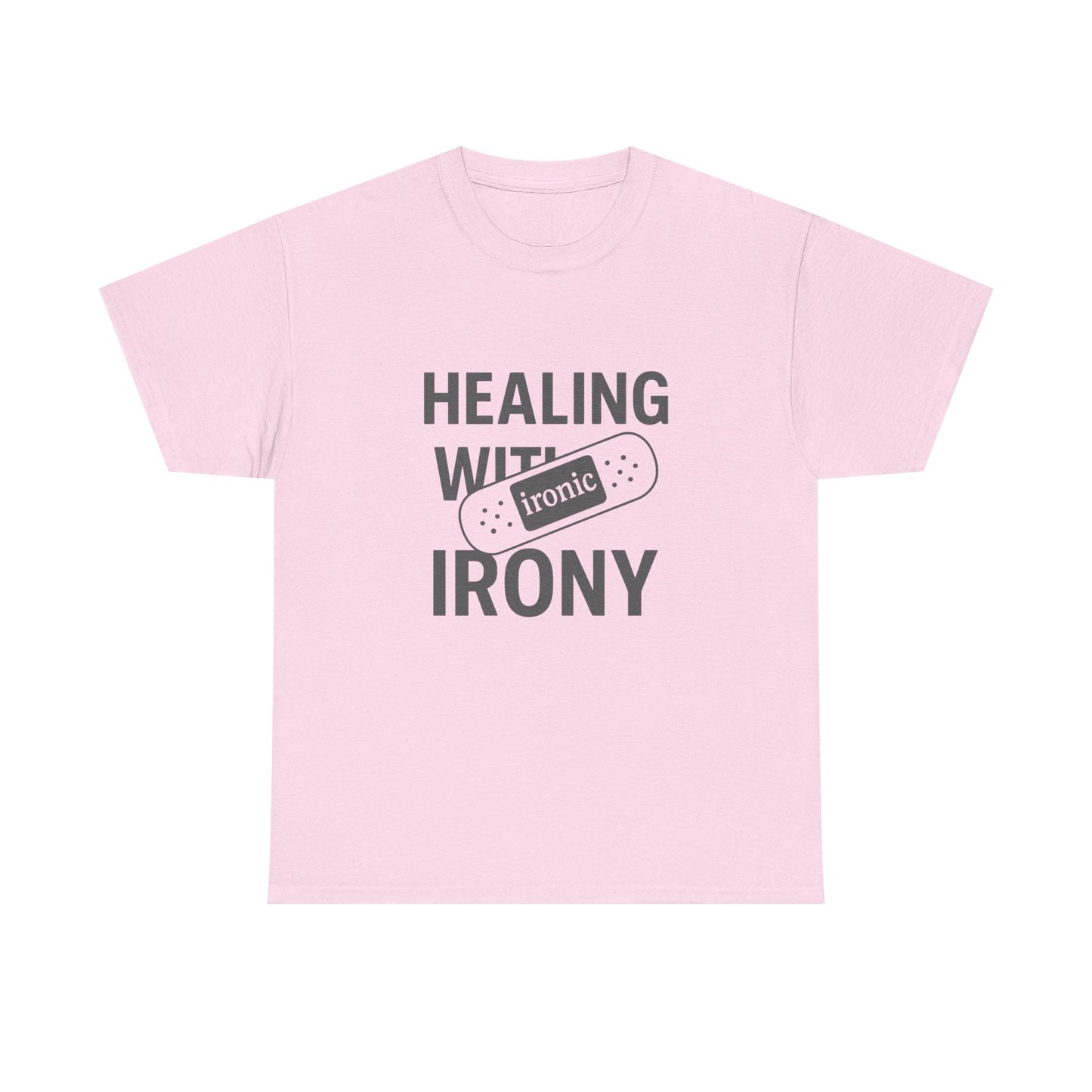 Healing With Irony – Funny Mental Health Bandage T-Shirt | Lights