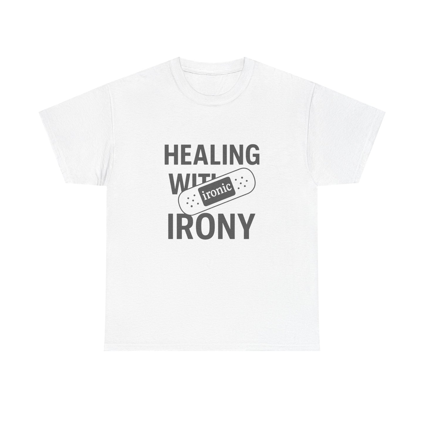 Healing With Irony – Funny Mental Health Bandage T-Shirt | Lights