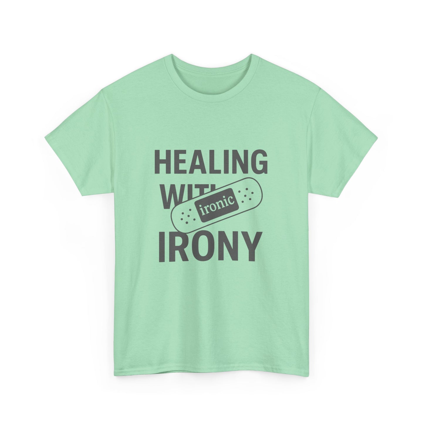 Healing With Irony – Funny Mental Health Bandage T-Shirt | Lights