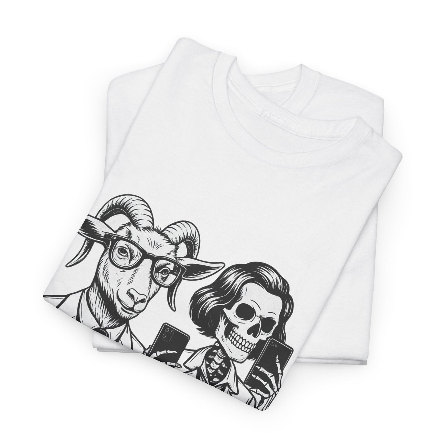 "Trauma-Bonded" Retro Black & White Vector T-Shirt –Scape Goat & Narcissistic Skeleton Satire Tee – Mental Health Humor Apparel