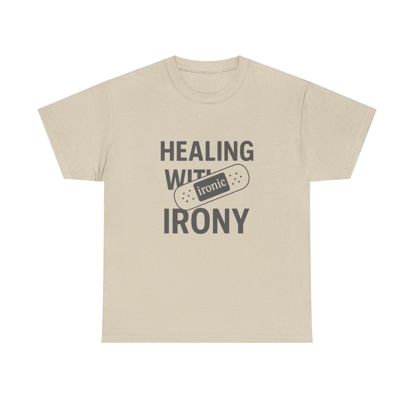 Healing With Irony – Funny Mental Health Bandage T-Shirt | Lights