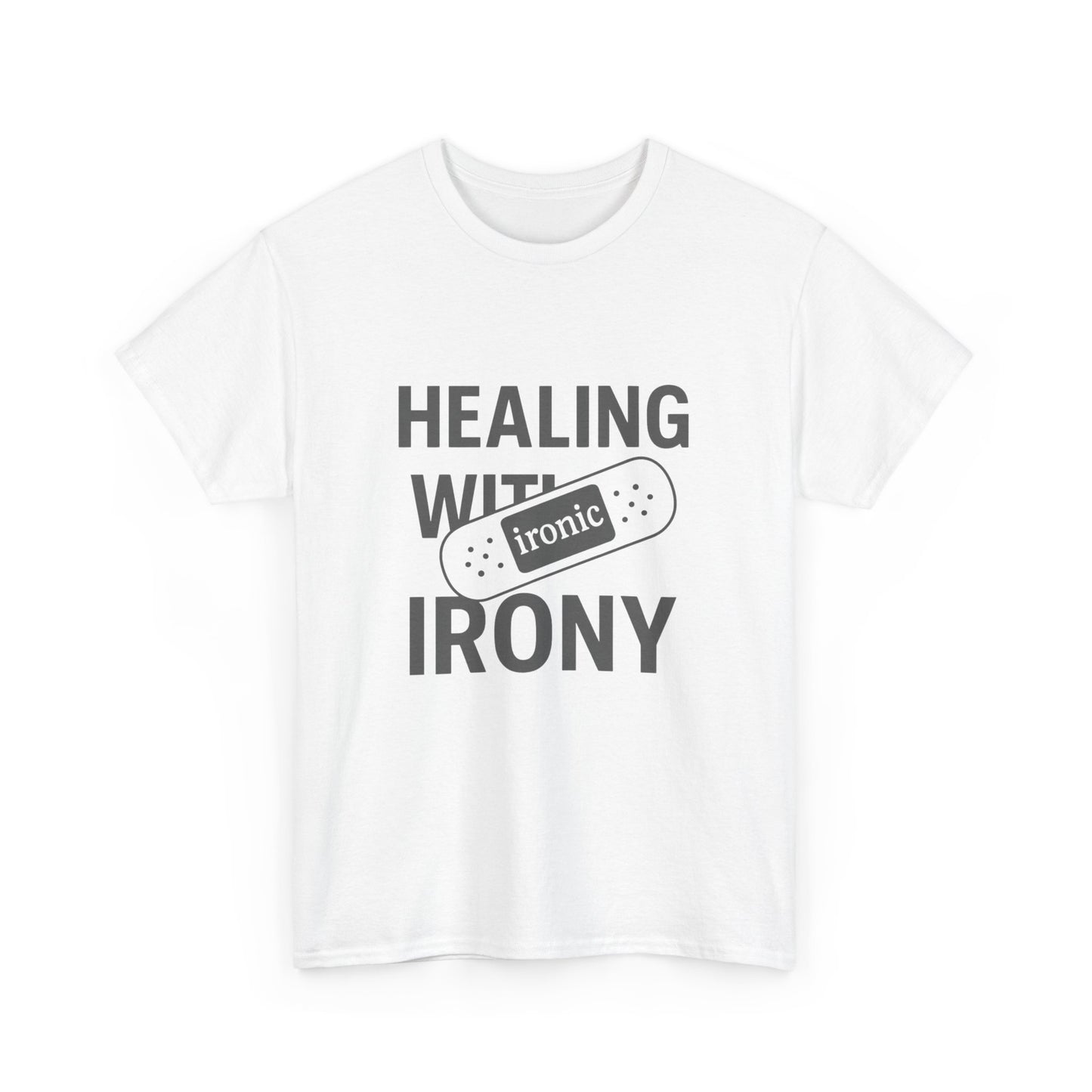Healing With Irony – Funny Mental Health Bandage T-Shirt | Lights