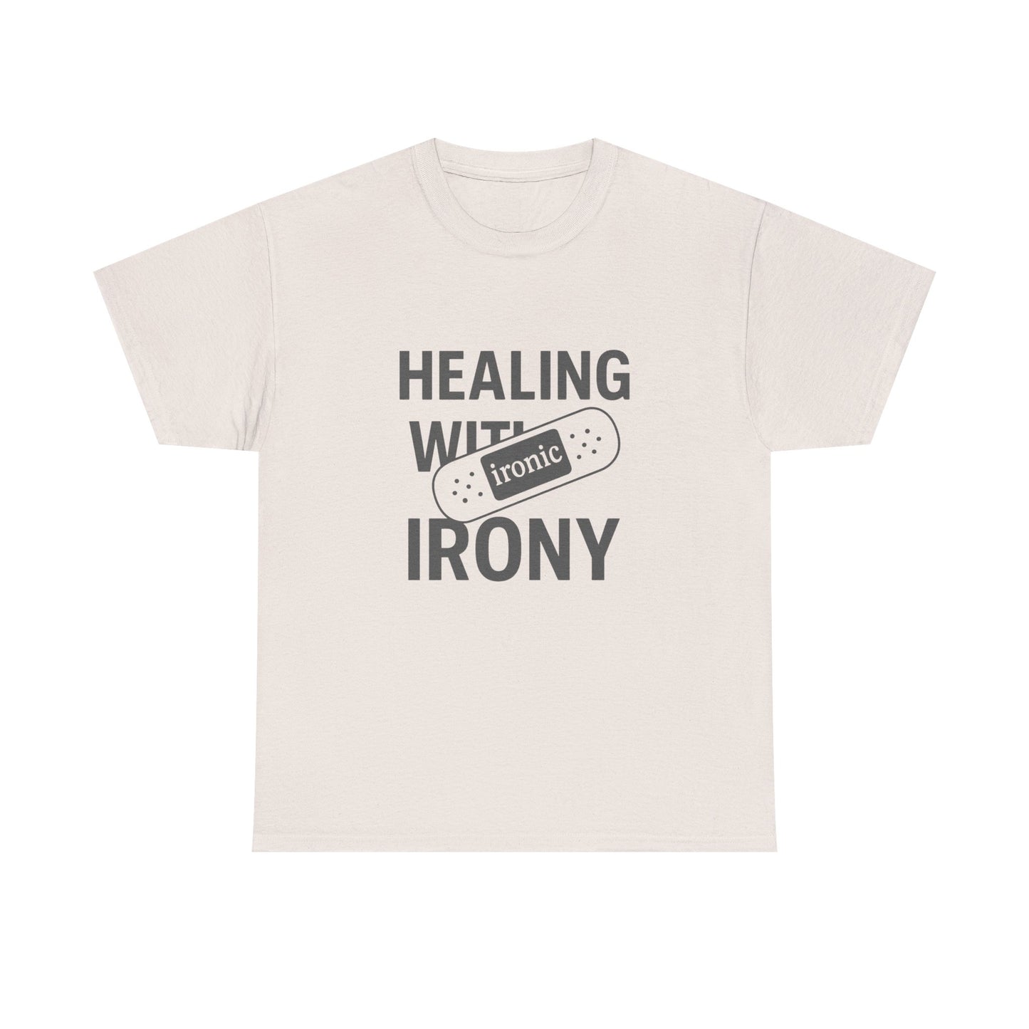 Healing With Irony – Funny Mental Health Bandage T-Shirt | Lights