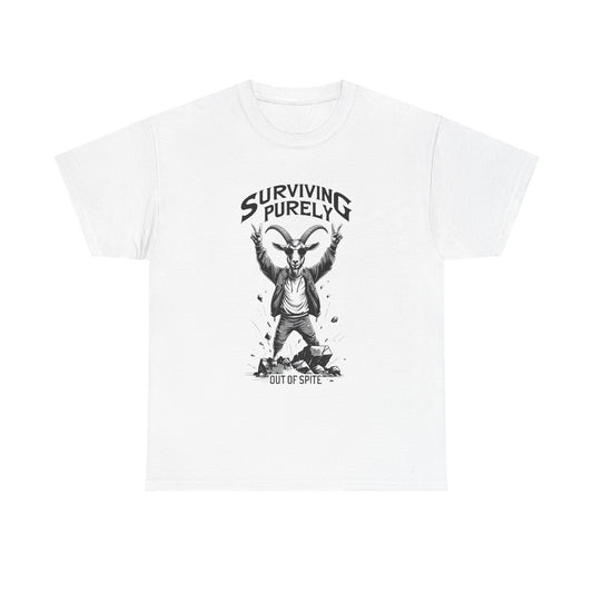 "Surviving Purely Out of Spite" Goat T-Shirt – Funny Mental Health Shirt
