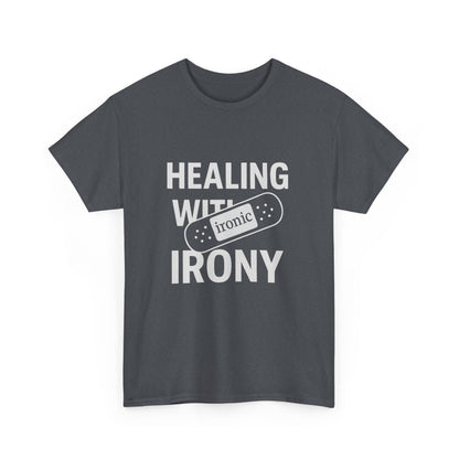 Healing With Irony – Funny Mental Health Bandage T-Shirt | Dark