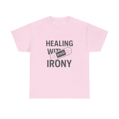 Healing With Irony – Funny Mental Health Bandage T-Shirt | Lights
