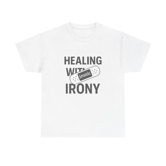 Healing With Irony – Funny Mental Health Bandage T-Shirt | Lights