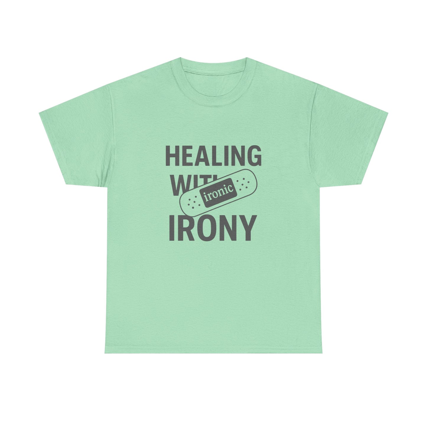 Healing With Irony – Funny Mental Health Bandage T-Shirt | Lights