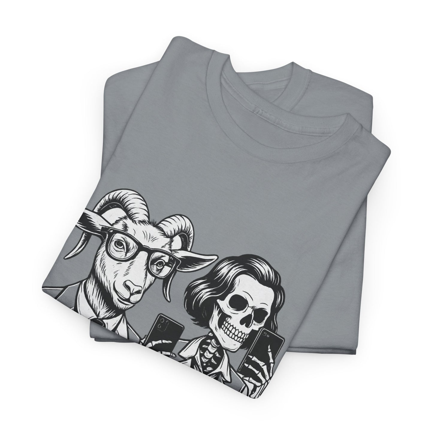 "Trauma-Bonded" Retro Black & White Vector T-Shirt –Scape Goat & Narcissistic Skeleton Satire Tee – Mental Health Humor Apparel