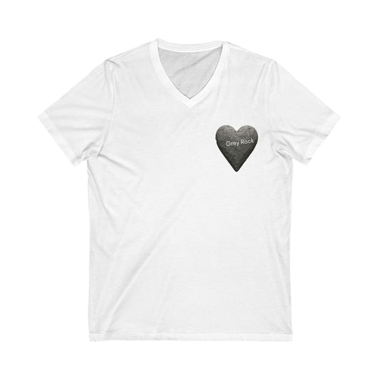 Heart of Stone – Women's Heart-Shaped Grey Rock Empowerment V-Neck