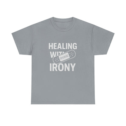 Healing With Irony – Funny Mental Health Bandage T-Shirt | Dark