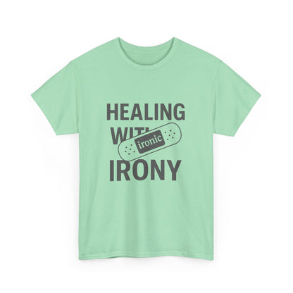 Healing With Irony – Funny Mental Health Bandage T-Shirt | Lights