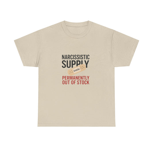 Narcissistic Supply Out of Stock T-Shirt (Lights) – Ironic Trauma Recovery Shirt