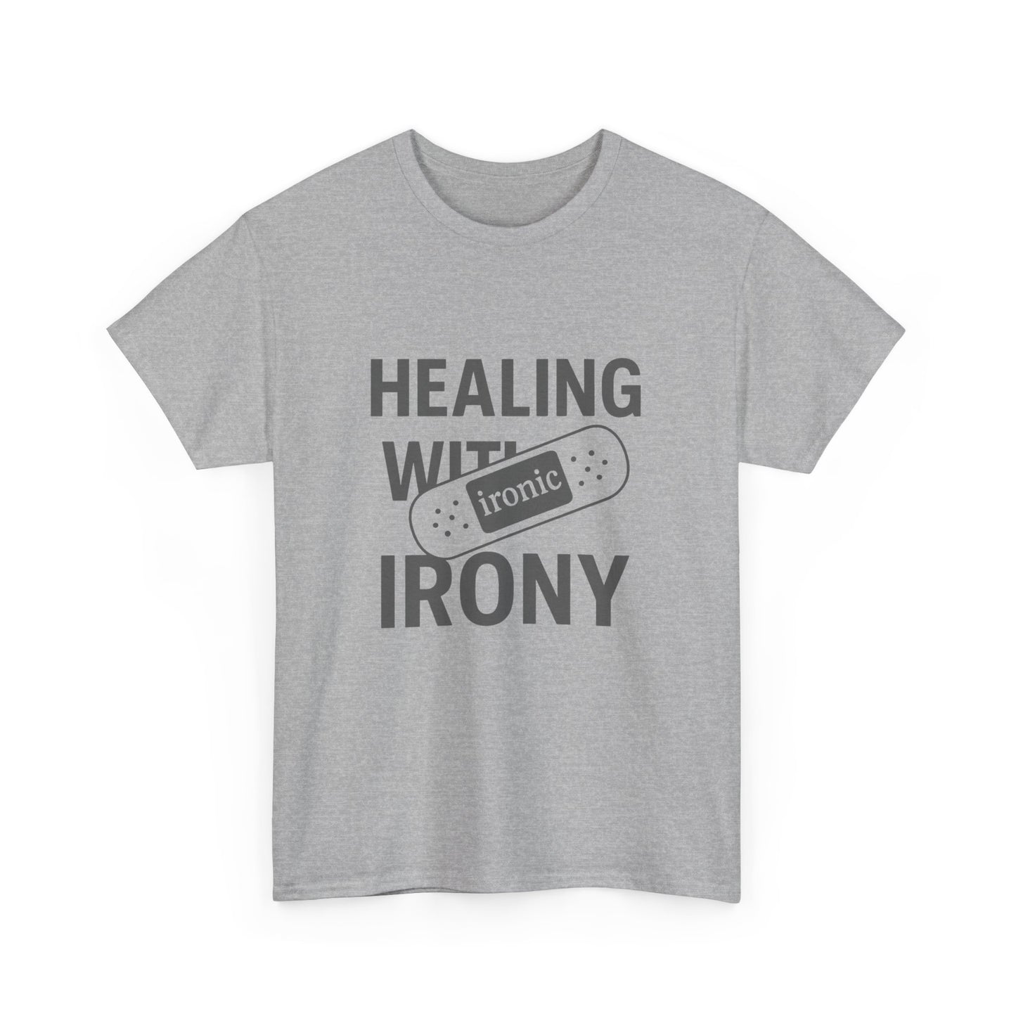 Healing With Irony – Funny Mental Health Bandage T-Shirt | Lights