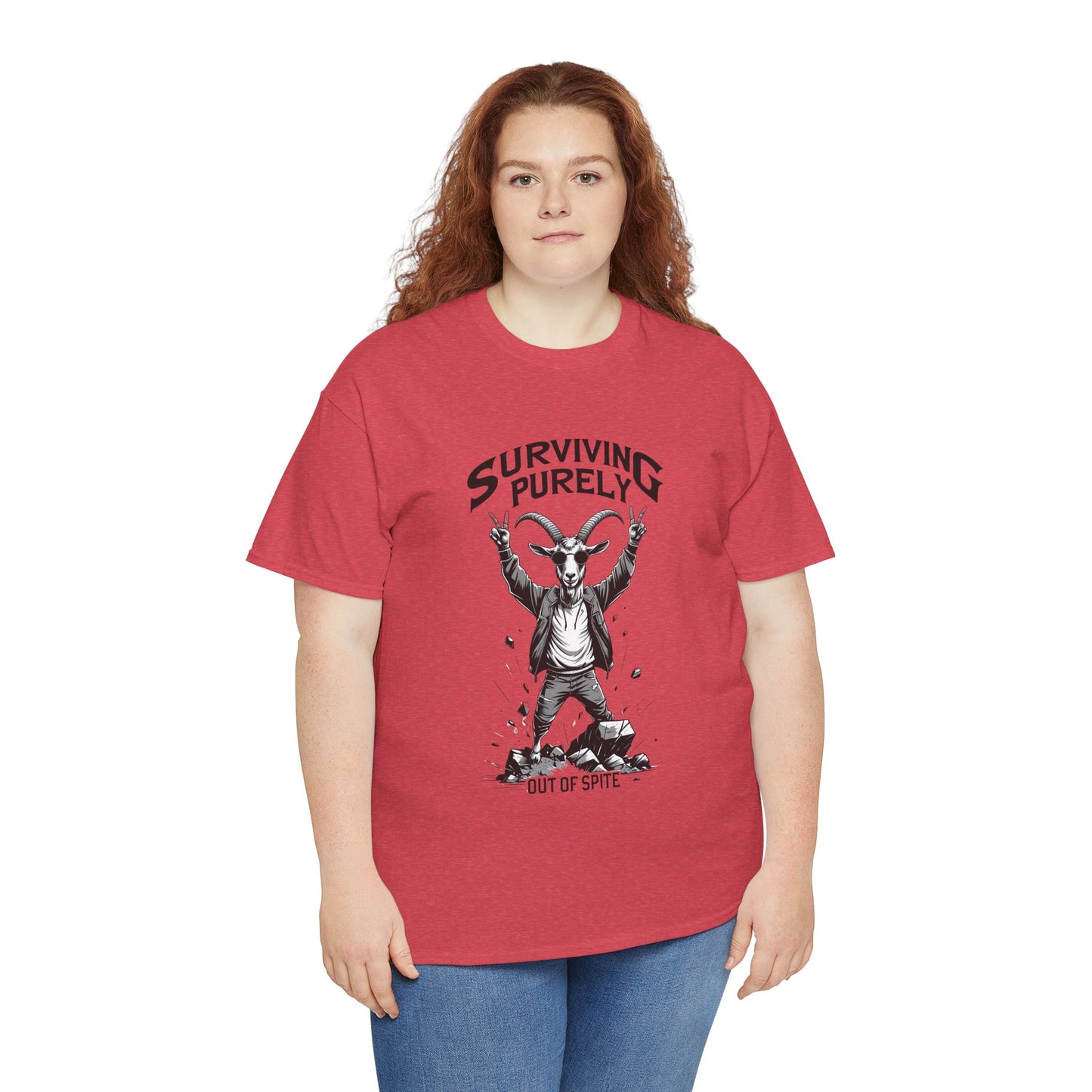 "Surviving Purely Out of Spite" Goat T-Shirt – Funny Mental Health Shirt