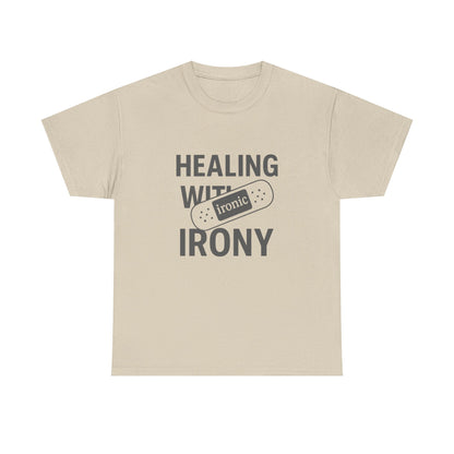 Healing With Irony – Funny Mental Health Bandage T-Shirt | Lights