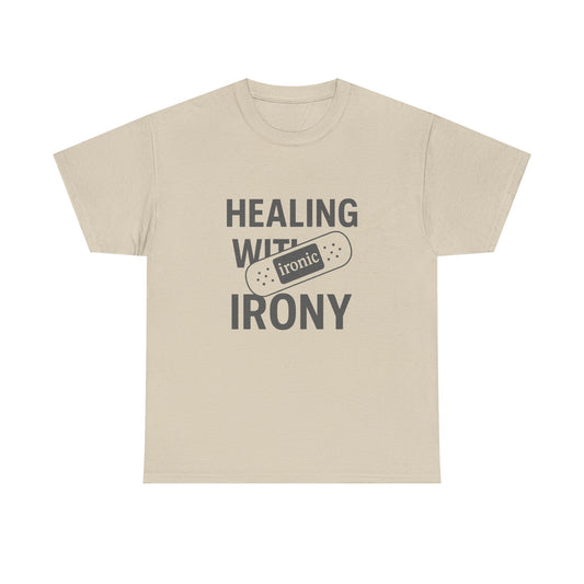 Healing With Irony – Funny Mental Health Bandage T-Shirt | Lights