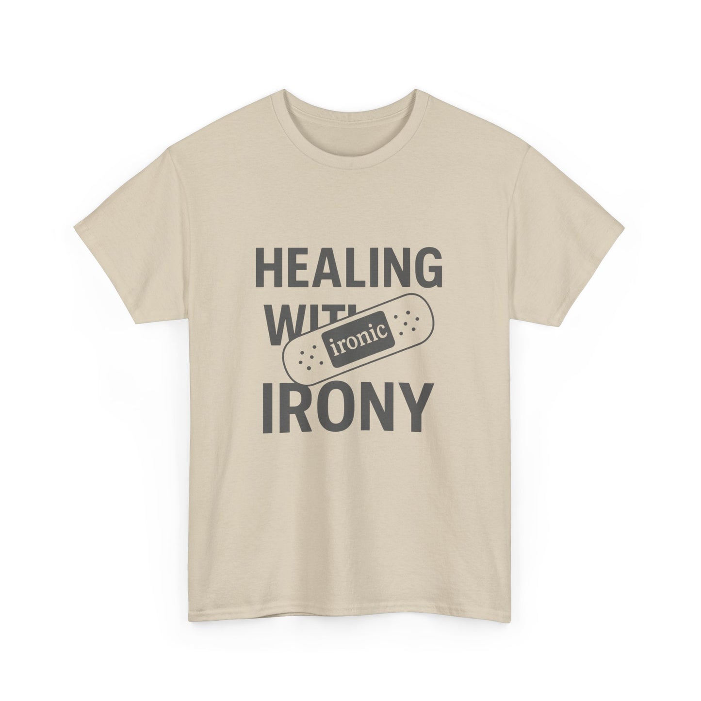 Healing With Irony – Funny Mental Health Bandage T-Shirt | Lights