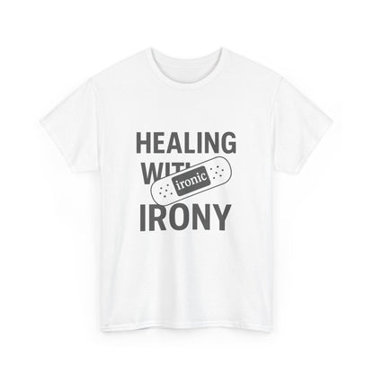 Healing With Irony – Funny Mental Health Bandage T-Shirt | Lights