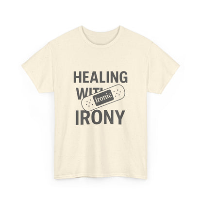 Healing With Irony – Funny Mental Health Bandage T-Shirt | Lights