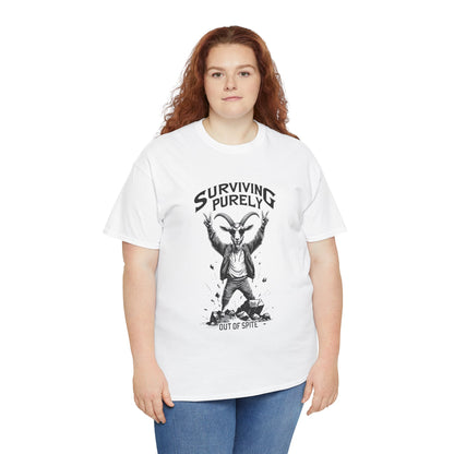 "Surviving Purely Out of Spite" Goat T-Shirt – Funny Mental Health Shirt