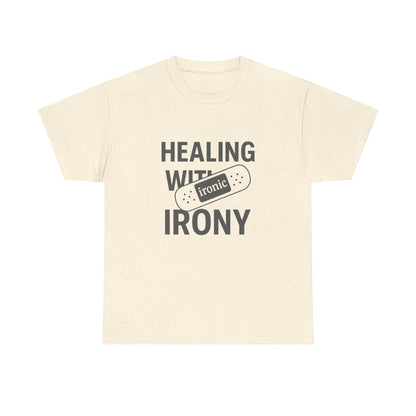 Healing With Irony – Funny Mental Health Bandage T-Shirt | Lights