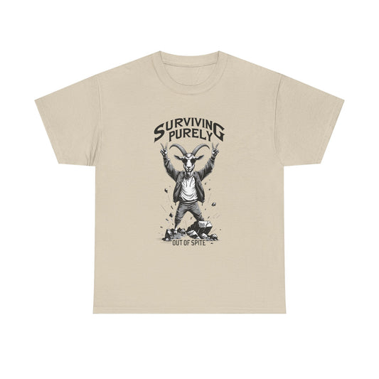 "Surviving Purely Out of Spite" Goat T-Shirt – Funny Mental Health Shirt