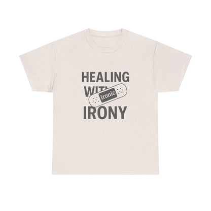 Healing With Irony – Funny Mental Health Bandage T-Shirt | Lights