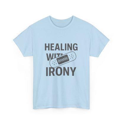 Healing With Irony – Funny Mental Health Bandage T-Shirt | Lights