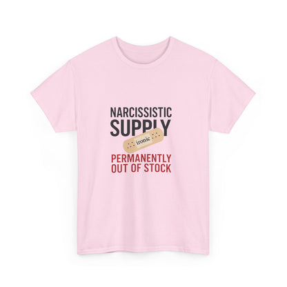 Narcissistic Supply Out of Stock T-Shirt (Lights) – Ironic Trauma Recovery Shirt